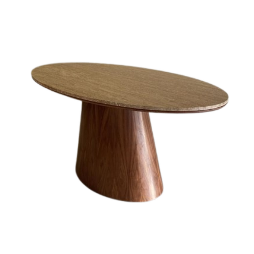 table à manger Serona en bois et travertin - Decomeuble Maroc